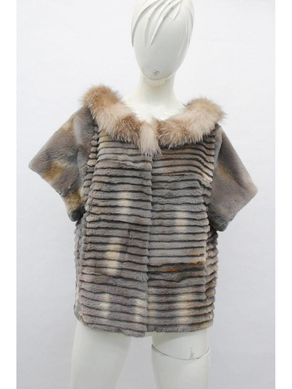 Showroom New Sheared Muskrat & Fox Fur Short Sleeve Jacket Women Woman Size 4 S